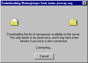 Downloading the newsgroup list.